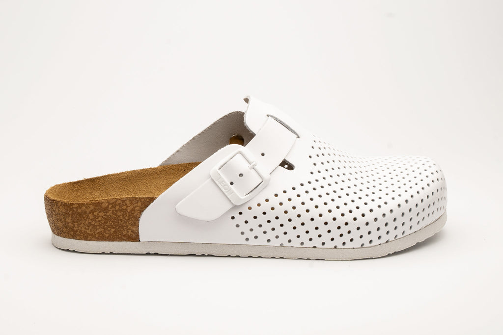 Bjorn by LEON- Men’s Leather Clogs – Breathable Perforated Slip-On Shoes with Cork Style Footbed