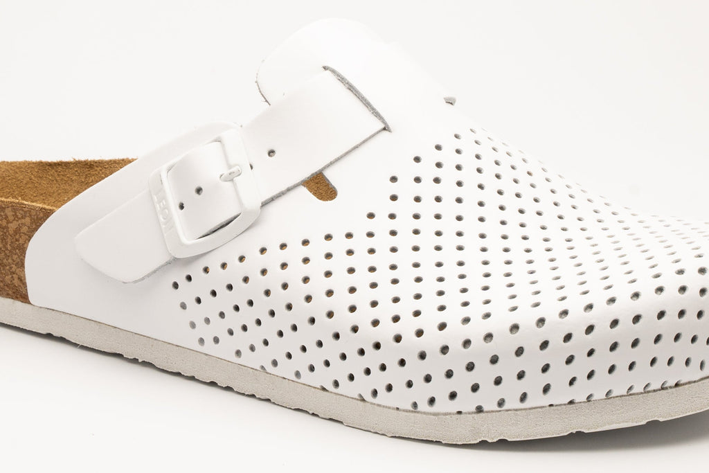 Bjorn by LEON- Men’s Leather Clogs – Breathable Perforated Slip-On Shoes with Cork Style Footbed