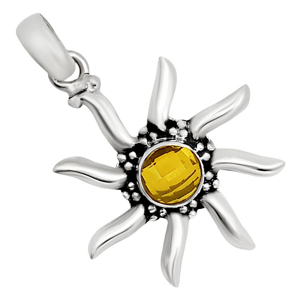 Sun - Citrine Checker Pendant P-1263 SDP158735