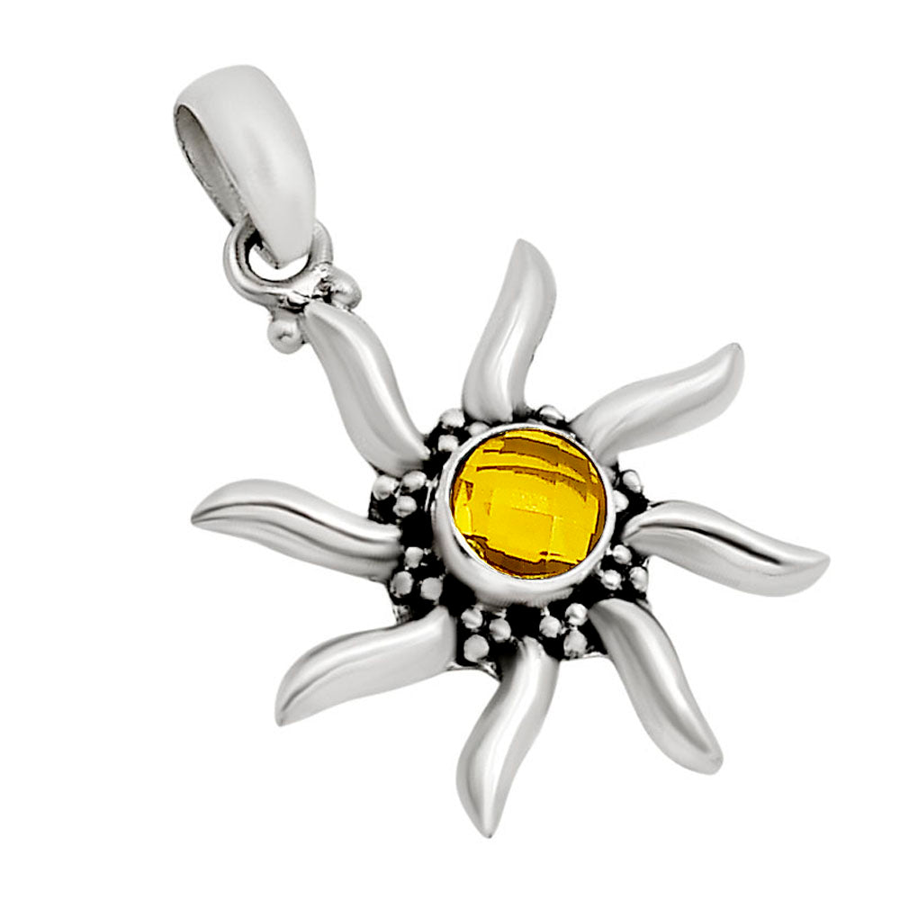 Sun - Citrine Checker Pendant P-1263 SDP158735