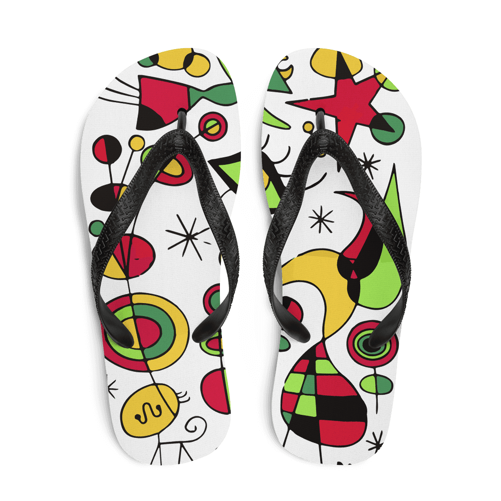 Joan Miro Peces de Colores (Colorful Fish) Artwork Flip-Flops